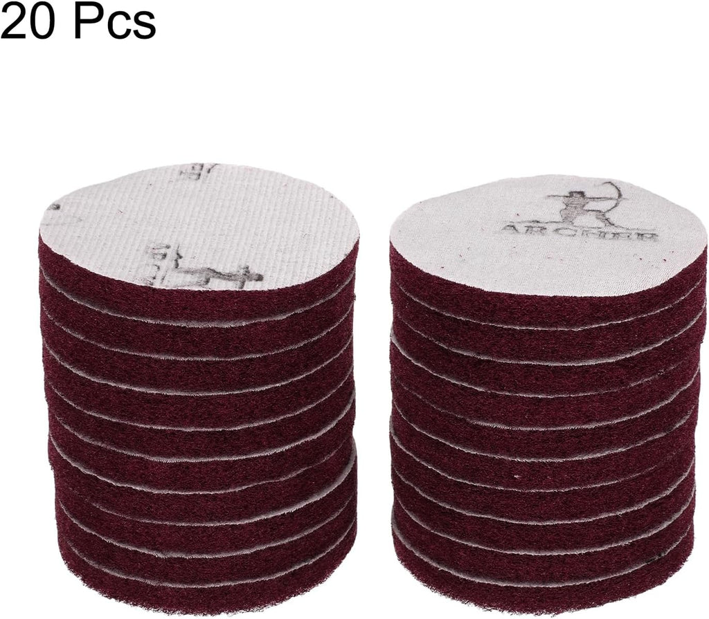 HARFINGTON 20pcs Scrubber Scouring Pads 400 Grits 4 Inch Drill Power Brush Hoop and Loop Surface Conditioning Disc Drill Scuffing Disc Scrub Pads for Home Kitchen Cleaning, Red