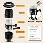 UL Listed E26 Light Socket Replacement,with 2 Lamp Shade Rings,2 ON/Off Turn Knob Types (Short/Long),Other Repair Parts. Fits Table Lamps, Floor Lamps and Light Fixtures,Black (2)