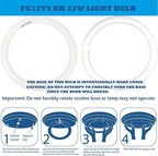 FC12T9/KB 32 Watt Light Bulb, 12 inch FCL 32W T9 Circular Fluorescent Light Bulb, FC12T9 WW Round Light Bulbs Warm White 3000K, G10q 4 Pin Prong Base, 2 Pack