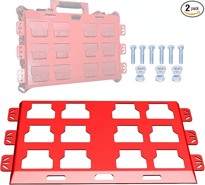 Packout Mounting Plate, Metal Base for Milwaukee Toolboxes, Wall or Floor Mount (1, RED-A)