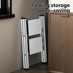 HillhutApex 2 Step Stool, Aluminum Foldable Step Ladder, Lightweight Stable Stool with Wide Non-Slip Pedals, 330lbs Bearing Capacity Ladder for Office,Home,Kitchen - Silver