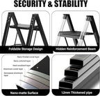 3 Step Ladder, Aluminum Lightweight Folding 3 Step Stool with Anti-Slip Wide Pedal, 330lbs Capacity Step Ladder for Household,Kitchen,Office, Ease of Folding, Portable