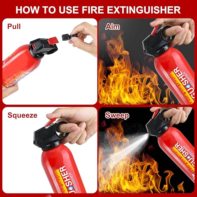 Fire Extinguisher for Home - 6pack Car Fire Extinguisher with Wall Mount, Small A B C K Fire Extinguisher, Water-Based Fire Extinguishers for Car/House/Kitchen/Truck/Marine/Boat/Vehicle/utv/rv