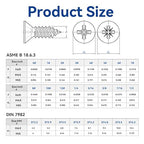 QISHENG 100 PCS #4x1(1 inch) Stainless Steel Phillips Flat Head Wood Screws,Stainless Steel 18-8 A2(304) Screw