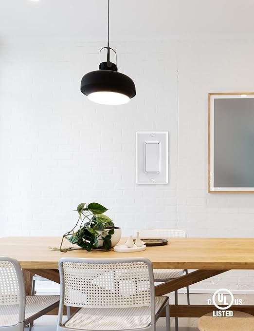 AIDA Single Pole Rocker Decorator Light Switch, 15 Amp Self-grounding Electrical Light Switches, Wall Plate Included, Residential Grade, UL Listed (10 Pack, Glossy White)