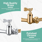 Wall Mount Commercial Sink Faucet with 12” Swivel Spout, 8" Center Wall Mount Kitchen Faucet, Dual Handles Brass Utility Sink Faucet for Laundry Room Restaurant