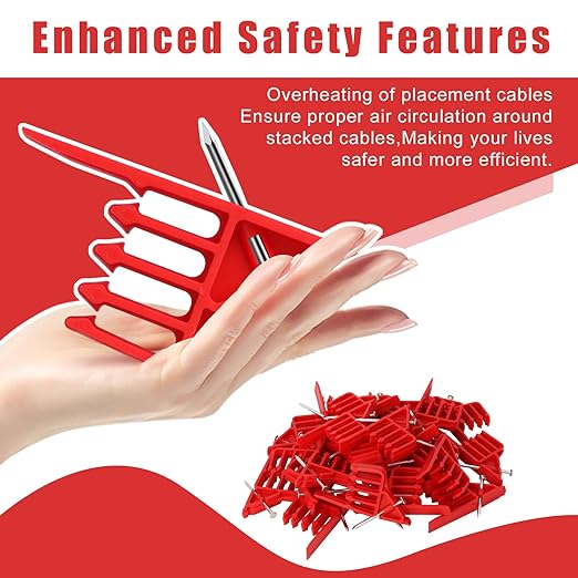 200Pcs Cable Stackers, Cable Staples Clips with Steel Nails, Electrical Wire stackers,Insulated Cord Staples Multi Cable Wire Clips for Suitable Most Cables