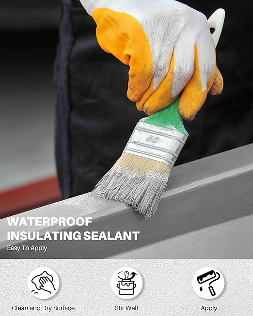 Polyurethane Waterproof Coating 2 Gallon, Light Gray, Multi-Surface Crack & Leak Repair Coating for Roofs, Basements, Foundations, Chimneys, Durable Flexible Protective Roof Sealant Waterproof