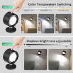 Lightbiz LED Wall Mounted Lights 3 Pcs with Remote, Wall Sconces Lamp 3000mAh Rechargeable Battery Operated, 3 Color Temperatures & Dimmable Magnetic 360° Rotation Cordless Light for Bedroom Bedside