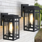 Outdoor Wall Light Fixtures 9.76'', Waterproof Porch Lights Lantern, Exterior Modern Matte Black Wall Mount Lighting, Anti-Rust E26 Socket Outside Scones for Front Door Garage Patio, 2 Pack