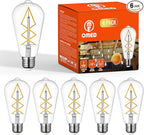 OMED Fishbone Filament LED Edison Bulbs, 60 Watt Equivalent ST64 E26 Dimmable Vintage Light Bulbs, 600Lumen 4000K Daylight White Spiral Old Fashioned Light Bulbs for Dining Room and Island Kitchen