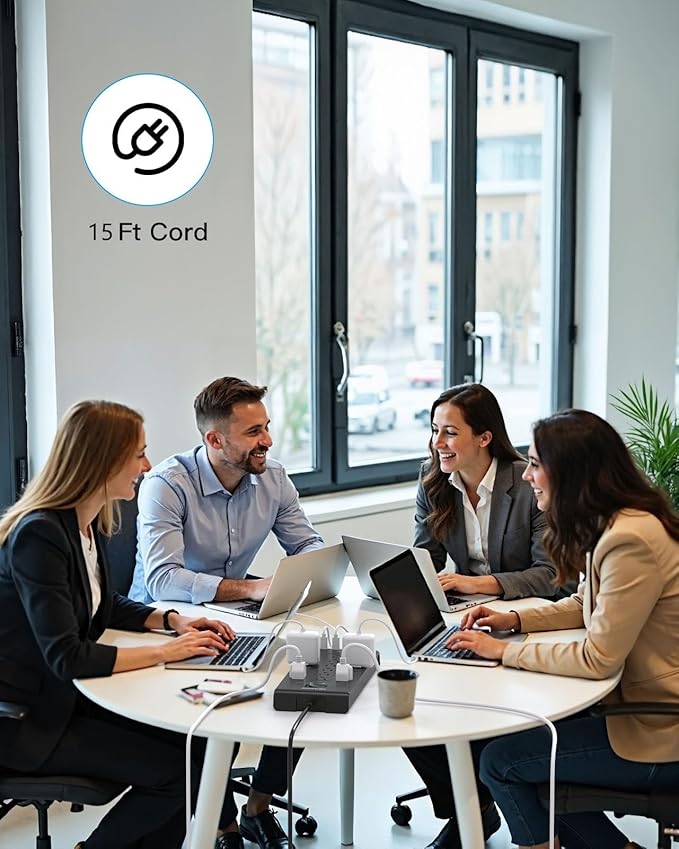 Surge Protector Power Strip, HANYCONY 5 Ft Flat Plug Heavy Duty Extension Cord with 16 Outlets 4 USB Ports(2 USB C), 2700 Joules, Wall Mount for Home Office, ETL Listed, Black