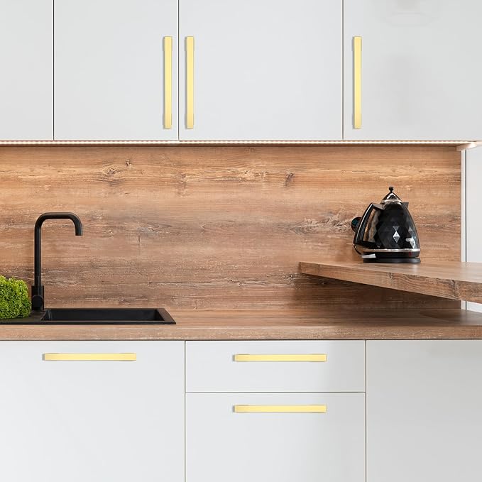 COTYKILEY 6 Pack 10 Inch(256mm) Brushed Gold Cabinet Handles Gold Kitchen Cabinet Pulls Cabinet Door Handles Kitchen Cabinet