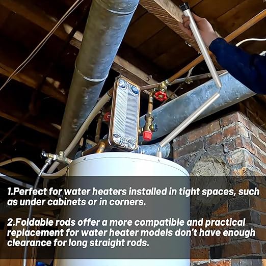 Magnesium Flexible Water Heater Anode Rod- Magnesium Anode Rod for Rheem, Reliance, Richmond, Kenmore, GE, 44 Inch Long, 0.8 Inch Diameter, 3/4 Npt Thread, 1-1/16 Inch Hex Socket Tool and Teflon Tape