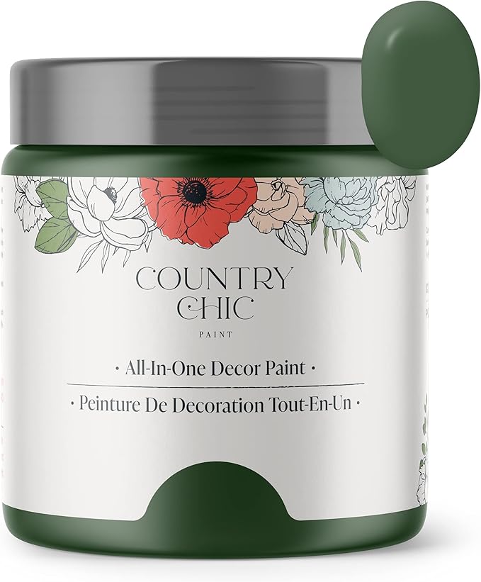Country Chic All-in-One Chalk Paint for Furniture, Cabinets, Home Decor, Eco-Friendly, Matte Finish, Built-In Primer & Top Coat for Wood, Metal - Fireworks (Forest Green) - 4 oz (118 ml)