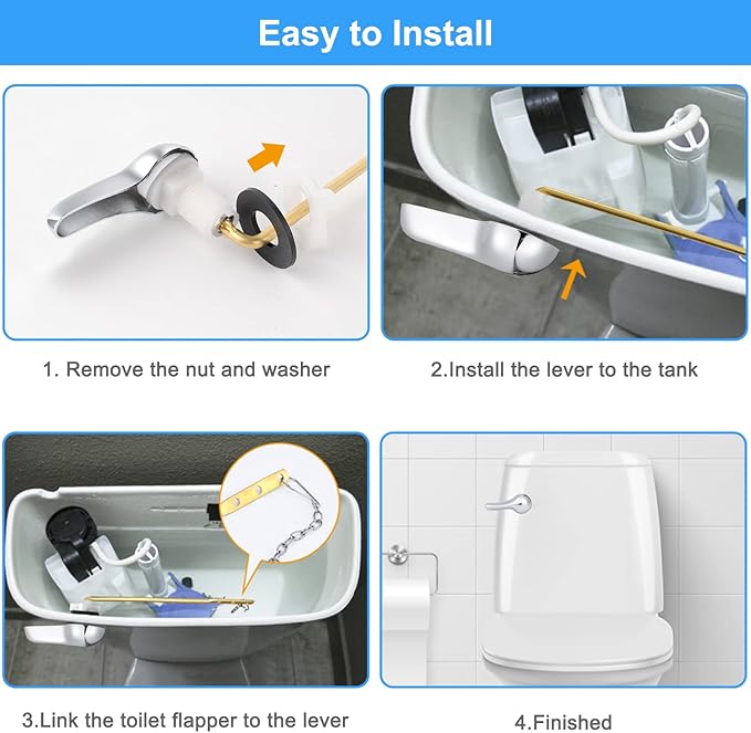 iFealClear 2-Pack Toilet Handle Kit, Universal Front-Mount Flush Lever Replacement, Solid Brass Trip Lever (Chrome)