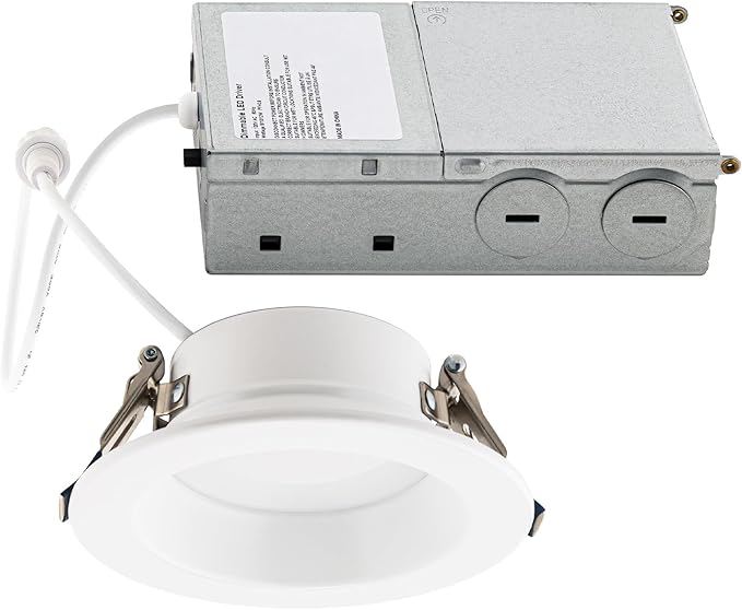 Builder Essential 3in 550 Lumens Round LED Recessed Light and Housing for Remodel or New Construction with Regressed Trim 3-Power Modes 4W-6W-8W, 5-CCT 2700-3000-3500-4000-5000K in White (Pack of 6)