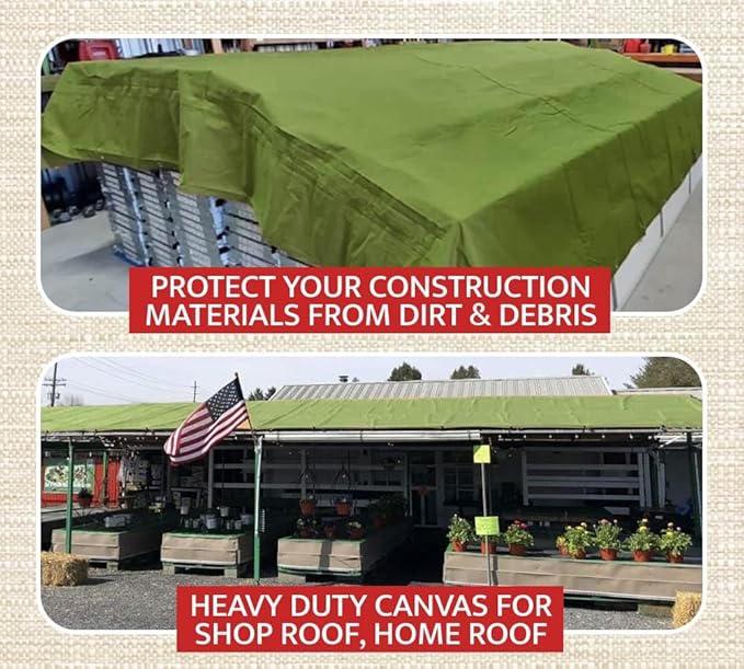 Mytee Products 6' x 8' Green Canvas Tarp 12oz Heavy Duty Water Resistant
