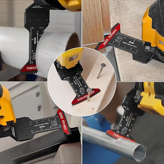 10 Pcs Bi-Metal Oscillating Tool Blades Metal Cutting, 1-3/4" Curved Edge Multitool Blades for Soft Metal, Hard Wood, Plastic, Oscillating Saw Blades Fit Dewalt Milwaukee Bosch Ryobi