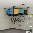 The Atlas 4 x 8 ft Adjustable Height Overhead Garage Storage Rack 900 lbs Heavy Duty Capacity Hammertone Finish