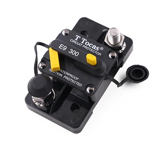 E9 3/8" Studs 300 Amp Circuit Breaker with Manual Reset | UL Certified | 12V - 48V DC | Waterproof IP67 Switchable 300A