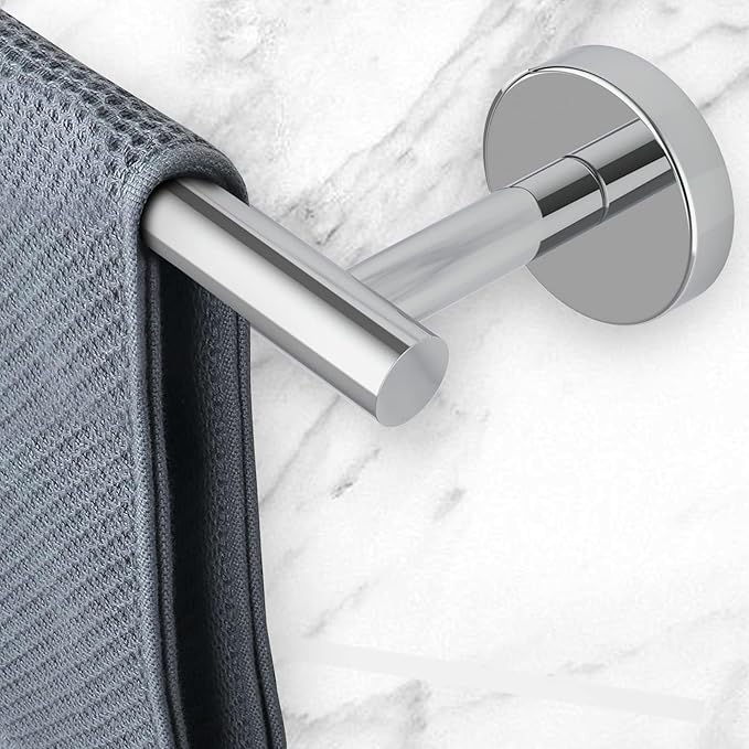 Newfun 10 Pieces Polished Chrome Bathroom Hardware Set - Includes 24inch Towel Bar, Robe Hook, Toilet Paper Holder, Bathroom Accessories Set Stainless Steel Wall Mounted