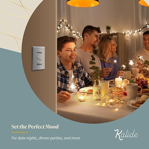 TOPGREENER Kalide Dual Load Dimmer Light Switch, Double LED Dimmer Switch, Full Range Dimming,Single Pole, 200W LED/CFL, UL Listed,TGDDS-W-6PCS, White, 6 Pack