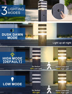 2Pack Motion Sensor Outdoor Floor Lamps Pathway Lights Dusk to Dawn Exterior Pillar Lamps Black Aluminum Poles Lights for Outside, Modern Landscape Path Lamp for Patio, Yard, Garden, Pathway, Driveway