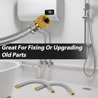 2 Pack Foskan 18-Inch Flexible Water Heater Connector Hose,with 3/4" Push-Fit x 3/4" FIP,Compatible with Copper, PEX, CPVC, and PE-RT Pipes for Water and Heating Use（18" Length）