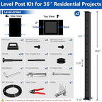 36" Expandable 2-8FT Black T304 Cable Railing Post Kit, Complete Cable Railing System with 2 Level Posts & 98ft 1/8" Wire Rope(No Handrail), Adjustable Length Easy DIY for Decks/Porch