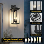 tewei 1 Pack Large Size Outdoor Wall Lights Exterior Wall Light Fixture, 22 Inch Matte Black Porch Light Waterproof Outdoor Lights for House with Clear Glass Shade, Exterior Wall Sconces for Garage