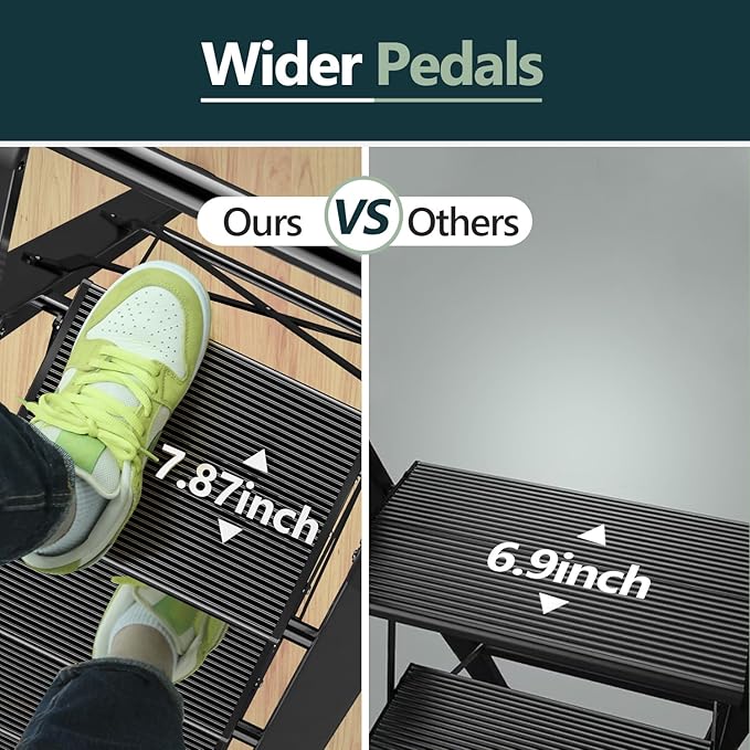 WOA WOA 5 Step Ladder for 10 Feet High Ceiling, Lightweight Foldable Ladder with Non-Slip Wide Pedals, Step Stool with Safe Handrail, Space Saving for Home, Kitchen, Indoor & Outdoor 300lbs - Black