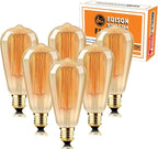 LUXON Edison Bulbs 60 watt,ST64 Incandescent Light Bulb, Antique Vintage Style,Dimmable Amber Glass 2000K Warm E26 Base,for Wall Sconce Retro Fixture (Pack of 6)