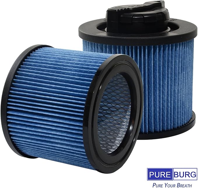 PUREBURG DXVC4002 Cartridge Filter Compatible with DEWALT DXV04T DXV05P DXV05S DXV08S DXV06G 4 Gallon Wet & Dry Shop Vacuum,2-Pack HEPA WASHABLE Dust Clean