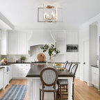 Brushed Nickel Ceiling Light, 20 Inch Chandelier for Dining Room Geometric Metal Modern Chandelier Light Fixture for Kitchen Island Living Room Entryway, 6-Light