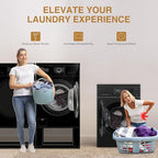 Washer and Dryer Pedestals Set of 2- Fit 27 and 28 Inch, Laundry Pedestal for Washer and Dryer , Alloy Steel Washing Machine Stand Raiser, Washer and Dryer Stand 15.75'' Height Black