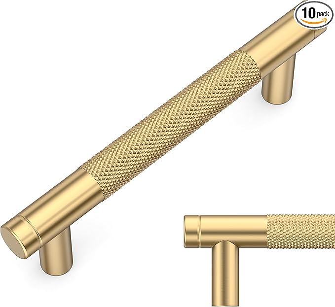 Amerdeco 10 Pack Champagne Bronze Cabinet Pulls, 3.75 Inch(96mm) Hole Center, Kitchen Cabinet Handles