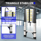 JADDUO 14.5 FT Telescopic Ladder, Aluminium Silver Telescoping Ladder with Non-Slip Feet and Stable Hook, Portable Extension Ladder for Household and Outdoor Working, Heavy Duty 330 lbs Max Capacity