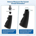 Hibbent Curved Pull Down Kitchen Faucet Head Replacement, 3-Function Kitchen Sink Spray Nozzle with 14 Adapters, Anti-Splash, Compatible with Kohler Bent Faucets, Oil-Rubbed Bronze