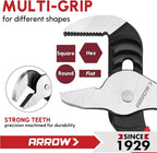 ARROW Groove Joint Pliers, 8" Adjustable Water Pump Pliers with 5 Jaw Positions, Serrated Jaws and Comfort Dip-grip Handle, Ideal for Plumbing Repair and Home Maintenance