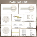 Amerdeco Front Door Lock Set with Double Cylinder Deadbolt, Exterior Entry Door Lever, Heavy Duty Entry Door Locksets for Left or Right Hand Exterior Door（Satin Nickel 1 Pack）