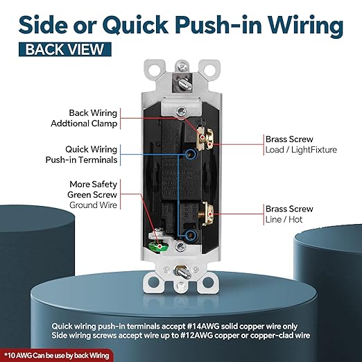 ThunderWay Matte Black Single Pole Decorator Light Switch with Screwless Wall Plate, 15 A 120/277 V, ON/Off Rocker Paddle Interrupter, Self-Grounding, Residential Grade,UL Listed (30 Pack)