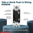 ThunderWay Matte Black Single Pole Decorator Light Switch with Screwless Wall Plate, 15 A 120/277 V, ON/Off Rocker Paddle Interrupter, Self-Grounding, Residential Grade,UL Listed (20 Pack)