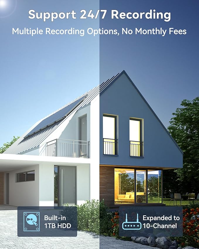 Wireless Security Camera System Outdoor: Dual Lens 6MP 10X Hybrid Zoom Auto-Track PTZ 4PCS 4K 10CH DVR with 1TB HDD for Home Security