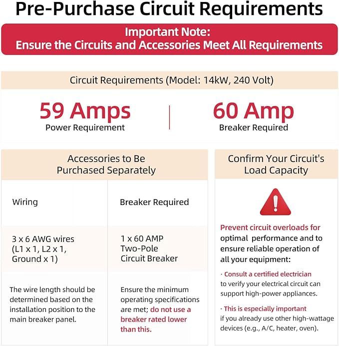 14kW Tankless Water Heater Electric, MIZUDO 240 Volt Instant Hot Water Heater, Up to 3.4 GPM for 2-3 Point of Use, with LED Digital Display, ETL Certified