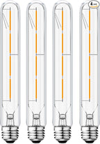 E26 LED Tubular Bulbs,Soft White 3000K,T10 Dimmable LED Bulb,8.9in Tube Edison Light Bulbs 4W Dimmable Tube Vintage Led Bulbs 40 Watt Equivalent,E26 Medium Base Lamp (4-Pack)