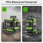 Huepar Laser Level 3 x 360 Self-Leveling Cross Line Laser 3D Green Laser Level with Pulse Mode Alignment Laser Tool with Rechargeable Li-ion Battery, Integrated Magnetic Bracket, Hard Carry Case 703CG