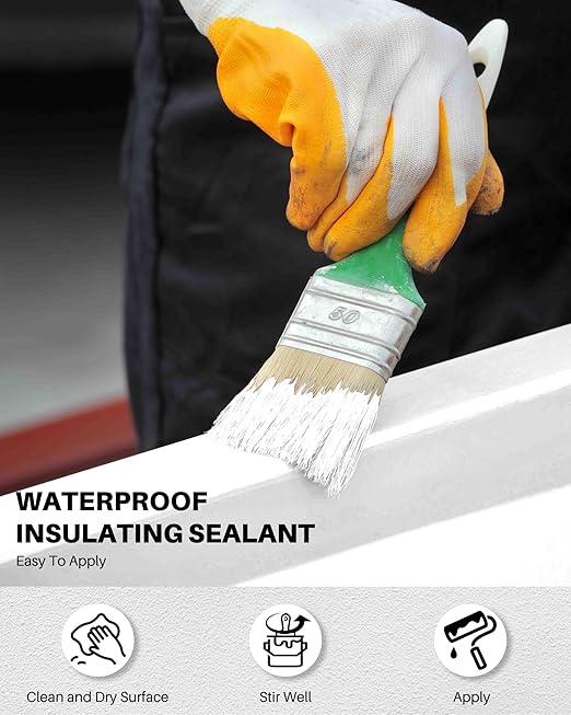 Polyurethane Waterproof Coating 5 Gallon White, Large Capacity for Large Area Cracks & Leaks Repair Coating for Pools, Roofs, Decks, Walls, Durable Water-Based Polyurethane Waterproof Sealant