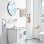 TQKAG Brushed Nickel Bathroom Hardware Accessories Set - 10-Piece Premium SUS304 Stainless Steel Towel Bar Holder Set with 23.6 Inch Round Towel Racks for Wall Mounted Bathroom