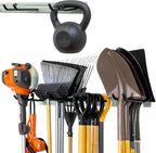 StoreYourBoard Wall-Mounted Rack With 4 Garage Hooks – Heavy-Duty Steel Holder Garage & Garden Storage for Shed, Workshop, or Home Organization – For Rakes, Shovels, Tools & More – 1 Pack, Cactus